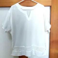 オフホワイト 半袖シャツ　　ブラウス