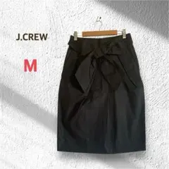 未使用 ジェイクルー タイトスカート M ブラック 綿 ウエストリボン オフィス