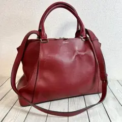 C ドゥ カルティエ トートバッグ ショルダー付 レザー ボルドー ゴールド金具