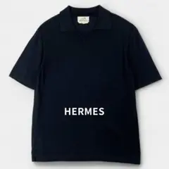 美品 HERMES エルメス 半袖 ポロシャツ 無地 薄手 カットソー L 黒
