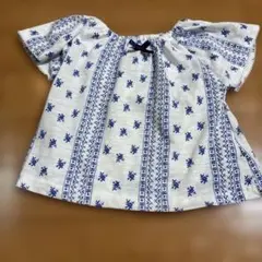 花柄刺繍 半袖シャツ 80サイズ フリル