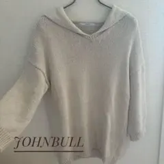 JOHNBULL セーラー襟ベージュニットセーター7分袖Free