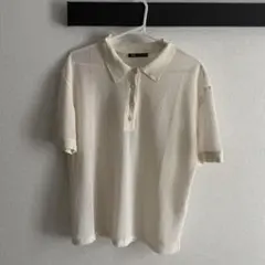 ZARA アイボリー メッシュ 半袖ポロシャツ