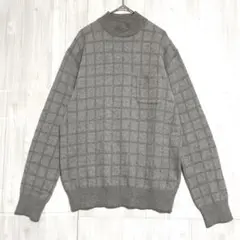 KOSUGI ハイネック チェックニット　グレー　L