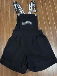 ガールズ 黒オーバーオール ショートパンツ