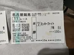 的中現地購入　馬券　ミッキーファイト　ヤマニンウルス　名古屋大賞典単勝