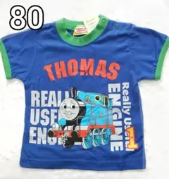 【きかんしゃトーマス】半袖Tシャツ(べビー80cm )青　新品