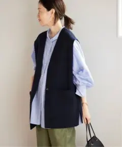 ★土日限定お値下げ中!美品SLOBE IENA ダブルフェイスウールジレ
