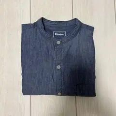 ノーカラーシャツ インディゴ染め GLOBAL WORK