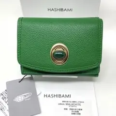 HASHIBAMI 三つ折り財布 天然石 グリーン ミニ 財布 ハシバミ