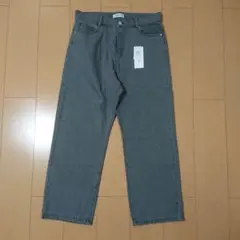 新品 モノマート ルーズストレートデニムパンツ/セミワイドデニムパンツ グレー