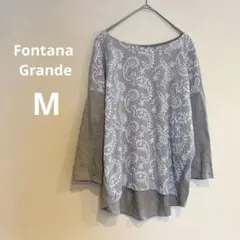 フォンタナグランデ 刺繍　グレー　カットソー　Fontana Grande M