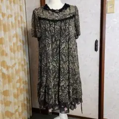 ZIN KATO　花柄ドット半袖ひざ丈ワンピース