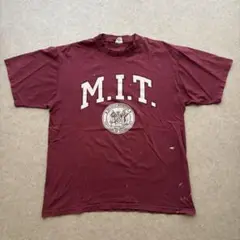 USA製 MIT カレッジTシャツ XL ボルドー系 古着 90s風