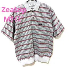 透け感あり！Zealzip ストライプニットポロシャツ Mサイズ