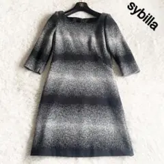 7 シビラ sybilla ウール グラデーション フレアワンピース 総柄