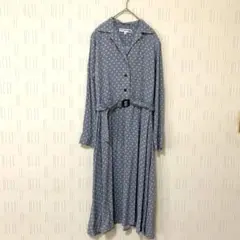 UNIQLO ユニクロ×イネス　七分袖ドット柄ロングシャツワンピースS ベルト付