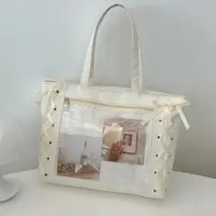 新品♡ 痛バック ゆめかわ 白 イベント 推し活 リボン 缶バッチ