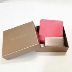 【美品級】BVLGARI(ブルガリ)ラウンドファスナー 二つ折り財布 ピンク