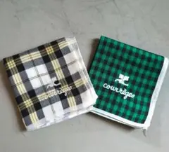 courrèges チェック柄ハンカチ 2枚セット