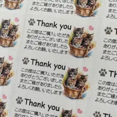 サンキューシール　バスケットの3匹のねこA 132枚