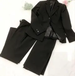 【美品】フォーマルスーツ 11号 3点セット 黒 ブラック L XL 大きめ