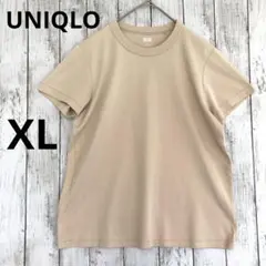 【UNIQLO】ユニクロ　ナチュラルベージュ XL クルーネック半袖Tシャツ無地