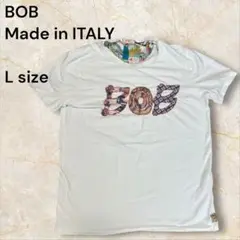 [イタリア製]BOB 立体パッチワーク 刺繍ロゴ 総柄半袖Tシャツ