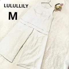 ルルリリィ セットアップ ノースリーブカットソー&ワイドパンツ ストライプ/M