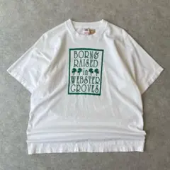 90s USA製 メッセージTシャツ 木 森 自然 ヴィンテージ 古着 白