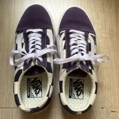 美品！Vans 厚底スニーカー 紫/白/黒 チェッカー