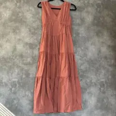 ★値下げ‼️ノースリーブ ティアード ロングワンピース テラコッタS★