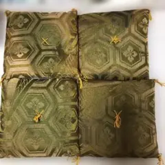座卓足敷き布団4コ　緑色 六角形模様