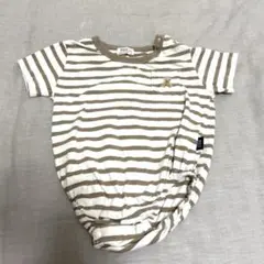 ロンパース POLO Baby 80 ボーダー　ベージュ　くま　ロゴ