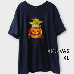 CANVAS製 グローグー×ハロウィンTシャツ／ブラック／XLスター・ウォーズ