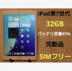 完動品SIMフリーiPad第7世代(A2198)本体32GB送料込7MDFV