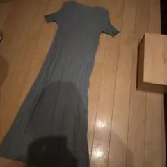 グレー プリーツ加工 ロングワンピース