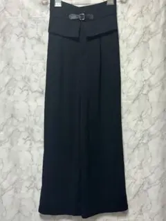 黒 ワイドパンツ ベルト付き