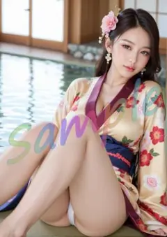 NY055【1点物】A4 ポスター AI リアル 写真 グラビア 着物 彼女