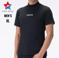 Fivestars メンズ　吸汗速乾　半袖シャツ　モックネック　黒　XL