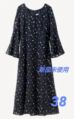 完売品 muveil ネコプリントワンピース フラワーワンピース ロング M