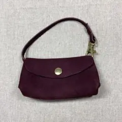 ハンドメイド♪本革ミニバックキーホルダー、エンジ