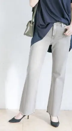 (美品)アッパーハイツ 21SS ミッドライズ フレア ダメージ デニムパンツ