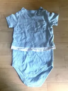 GUライトブルー ロンパース 80