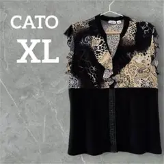 値下げ歓迎✨ CATO 【XL】 ノースリーブ トップス ヒョウ柄 アニマル柄