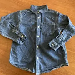 GU デニムブルー ボタンアップ長袖シャツ