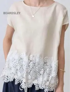 BEARDSLEY 裾レースリネンブラウス ベージュ フリーサイズ