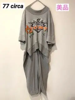 77 circa ロングワンピース風　ハーフスリーブ　ドルマン　リメイク　グレー