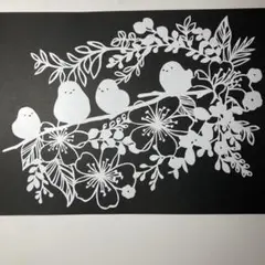 【（匿名配送）】切り絵　シマエナガ