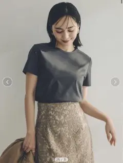 anuans シルクタッチコットンスリムフィットT